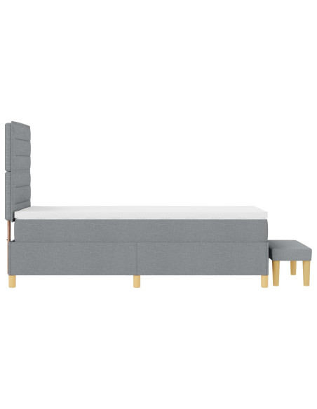 Letto rete  con materasso e panca Grigio chiaro 90x200 cm Tessuto