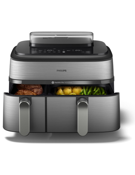 Philips 5000 series Airfryer doppio cestello con cottura a vapore, friggitrice ad aria da 9.0L, 19 metodi di cottura, App per ri