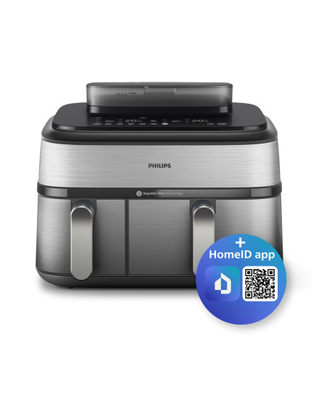 Philips 5000 series Airfryer doppio cestello con cottura a vapore, friggitrice ad aria da 9.0L, 19 metodi di cottura, App per ri