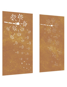 Decorazioni Muro da Giardino 2pz 105x55 cm Fiore Acciaio Corten