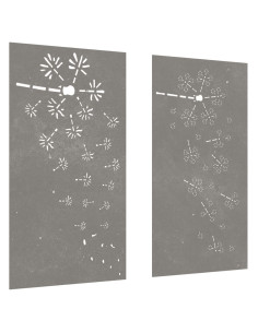 Decorazioni Muro da Giardino 2pz 105x55 cm Fiore Acciaio Corten 2