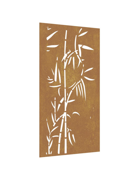 Decorazione Muro da Giardino 105x55 cm Bambù in Acciaio Corten