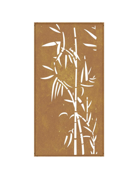 Decorazione Muro da Giardino 105x55 cm Bambù in Acciaio Corten