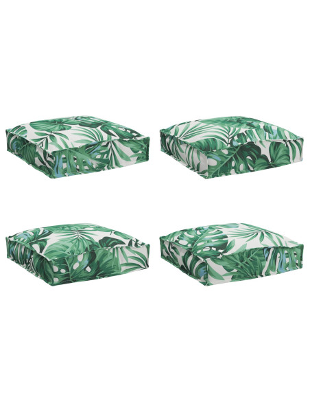 Cuscini per Pallet  per Seduta 4 pcs Motivo Foglia 40x40x8 cm Tessuto Oxford