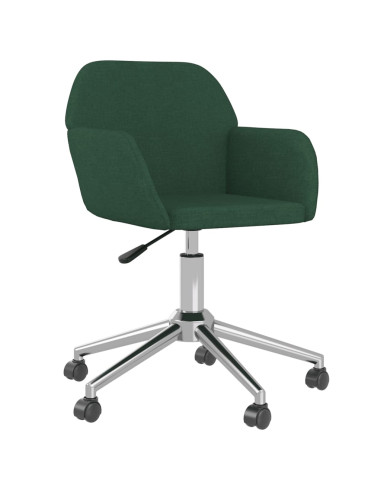 Sedia da Ufficio Girevole Verde Scuro in Tessuto