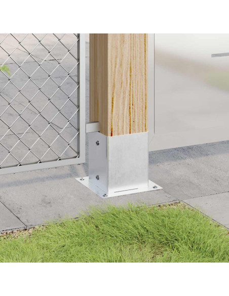 Basi per Pali Quadrate 4 pz Argento 101x101 mm Acciaio Zincato