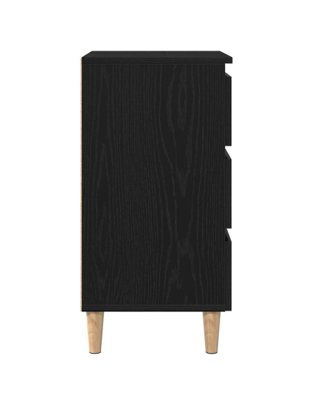 Comodino con gamba in legno Nero Rovere 40x35x69 cm