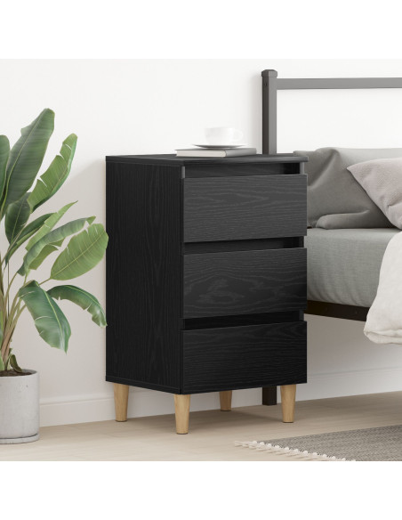 Comodino con gamba in legno Nero Rovere 40x35x69 cm