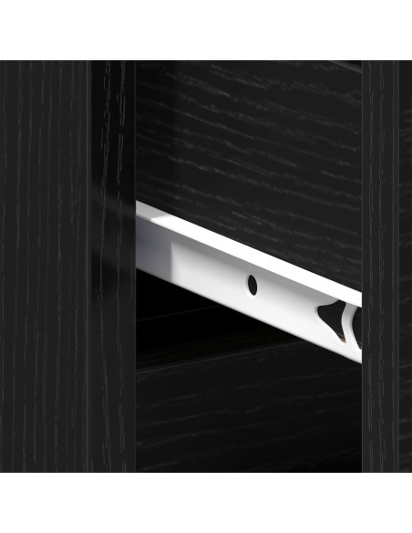 Comodino con gamba in legno Nero Rovere 40x35x69 cm