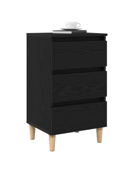 Comodino con gamba in legno Nero Rovere 40x35x69 cm