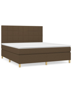 Giroletto a Molle con Materasso Marrone Scuro 160x200cm Tessuto 2