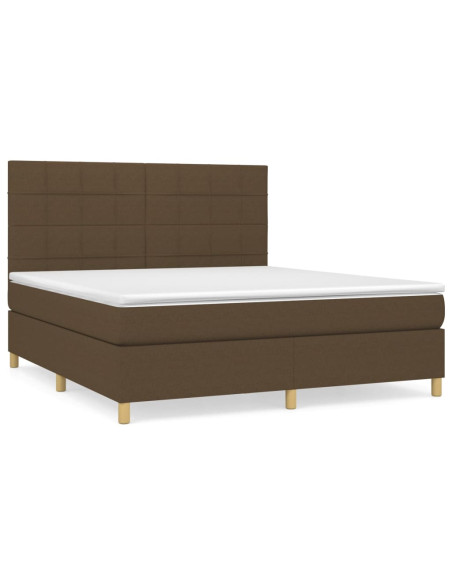 Giroletto a Molle con Materasso Marrone Scuro 160x200cm Tessuto