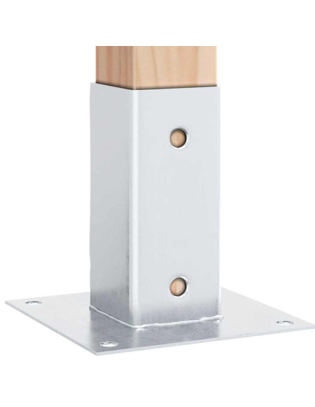 Basi per Pali Quadrate 4 pz Argento 71x71 mm in Acciaio Zincato