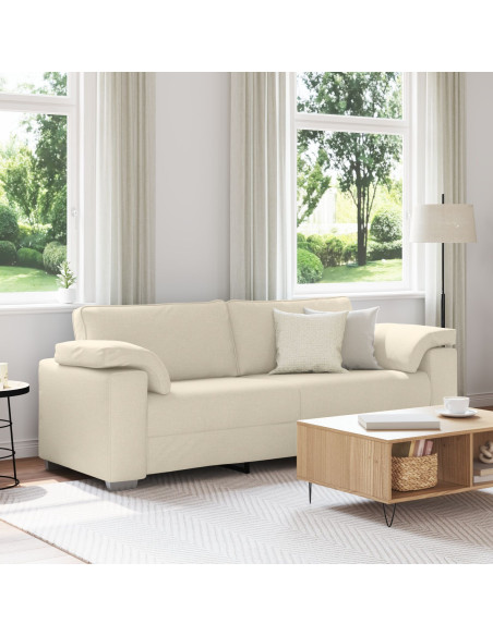 Divano Beige 219 x 80 x 82 cm Tessuto misto lino