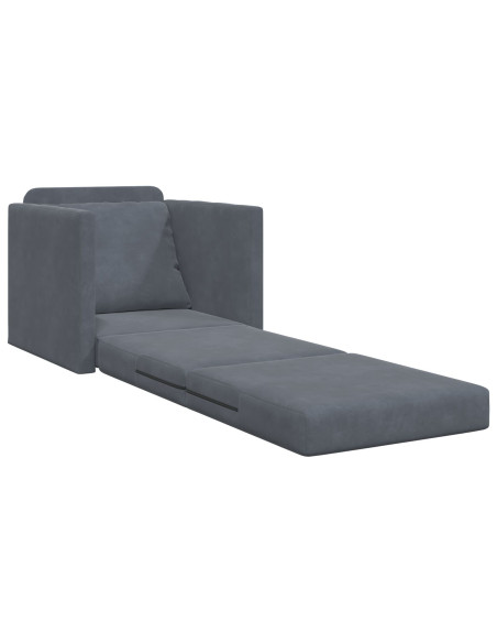 Divano a pavimento  Singolo Convertibile in Velluto 74x77x81 cm Grigio Scuro