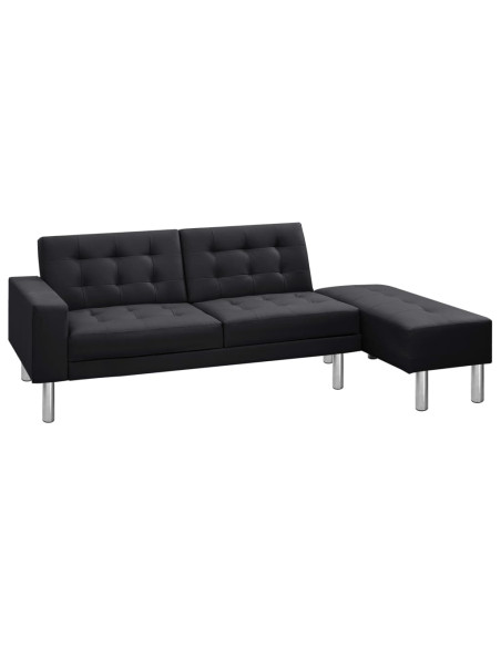 Divano Letto in Finta Pelle Nero