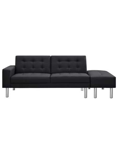 Divano Letto in Finta Pelle Nero