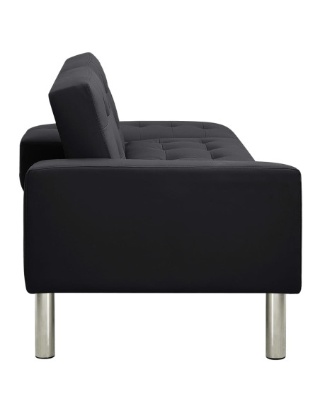 Divano Letto in Finta Pelle Nero