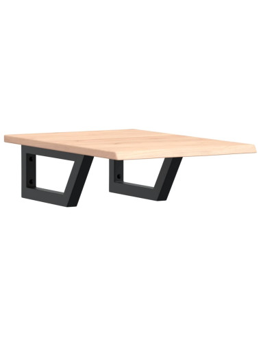 Ripiano a Parete per Lavabo in Acciaio e Massello di Rovere