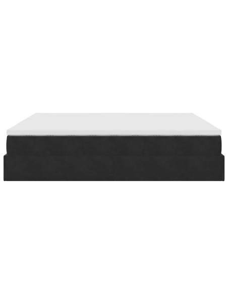 Struttura Letto Pouf con Materasso Nero 160x200 cm in Velluto