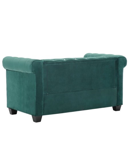Divano Chesterfield a 2 Posti in Velluto 146x75x72 cm Verde