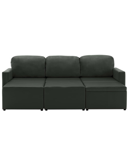 Divano Letto Modulare a 3 Posti Grigio in Similpelle