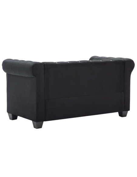 Divano Chesterfield a 2 Posti in Velluto 146x75x72 cm Nero