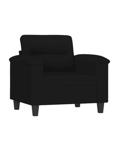 Poltrona con Poggiapiedi Nero 60 cm in Tessuto Microfibra