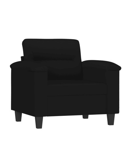 Set Divani 4 pz con Cuscini Nero in Tessuto Microfibra