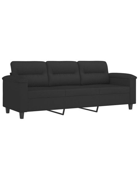 Set Divani 4 pz con Cuscini Nero in Tessuto Microfibra