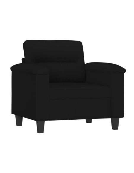 Set Divani 4 pz con Cuscini Nero in Tessuto Microfibra