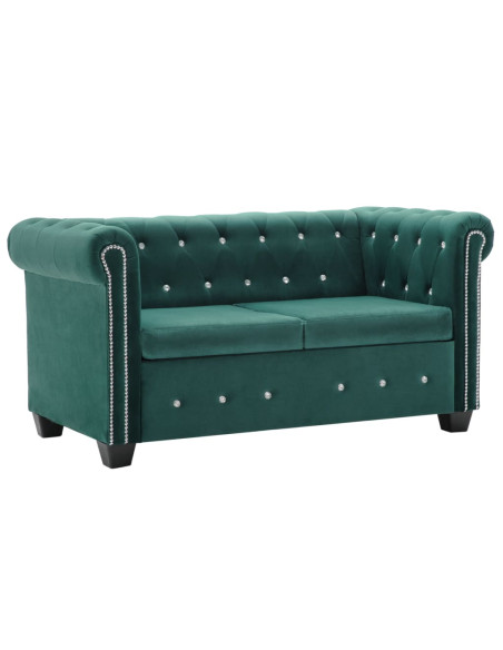Divano Chesterfield a 2 Posti in Velluto 146x75x72 cm Verde
