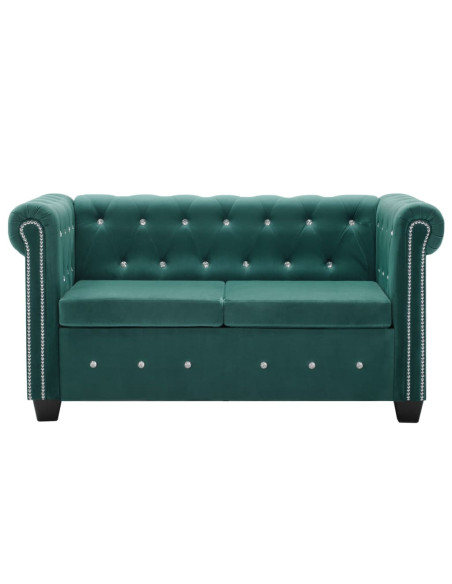 Divano Chesterfield a 2 Posti in Velluto 146x75x72 cm Verde