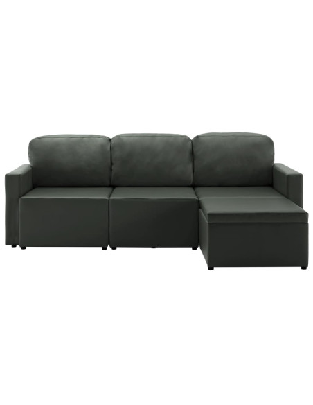Divano Letto Modulare a 3 Posti Grigio in Similpelle