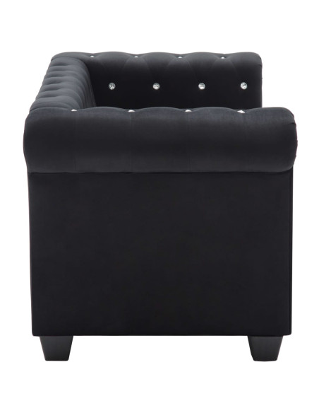 Divano Chesterfield a 2 Posti in Velluto 146x75x72 cm Nero