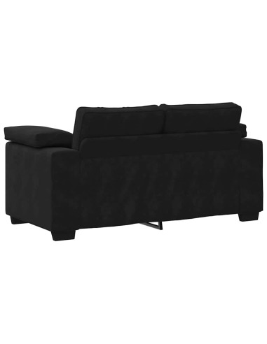 Set di Divani 3 pz con Cuscini Nero in Velluto