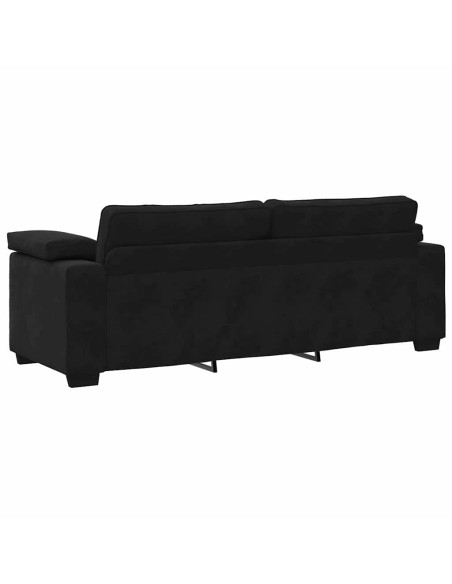 Set di Divani 3 pz con Cuscini Nero in Velluto
