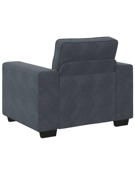 Set di Divani 3 pz con Cuscini Grigio Scuro in Velluto