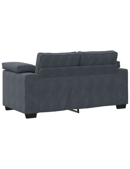 Set di Divani 3 pz con Cuscini Grigio Scuro in Velluto