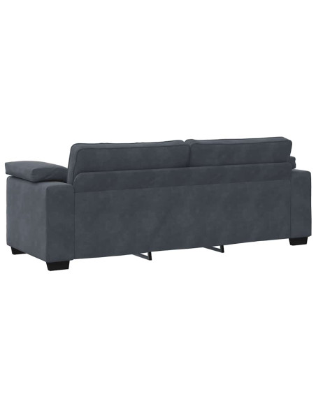 Set di Divani 3 pz con Cuscini Grigio Scuro in Velluto