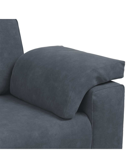 Set di Divani 3 pz con Cuscini Grigio Scuro in Velluto