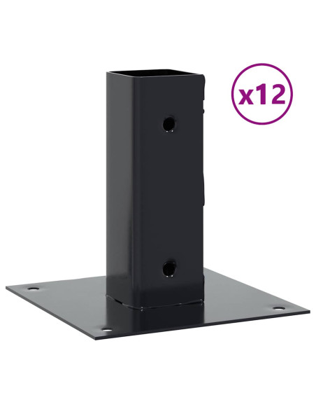 Basi per Pali Quadrati 12 pz 46x46mm Acciaio Verniciato Polvere