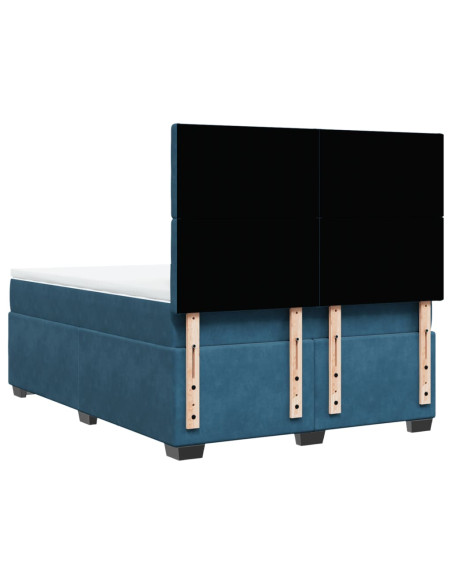 Giroletto a Molle con Materasso Blu 160x200 cm in Velluto