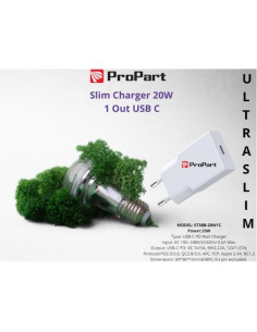 PROPART SLIM CARICA BATTERIE 20W 1 OUT USB-C