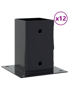 Basi per Pali Quadrati 12 pz 81x81mm Acciaio Verniciato Polvere 2