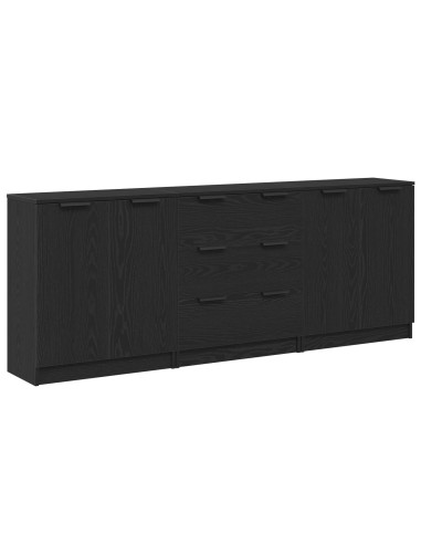 Credenza 3 pcs Rovere Nero 180 x 30 x 70 cm Legno multistrato