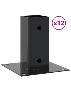 Basi per Pali Quadrati 12 pz 71x71mm Acciaio Verniciato Polvere 2