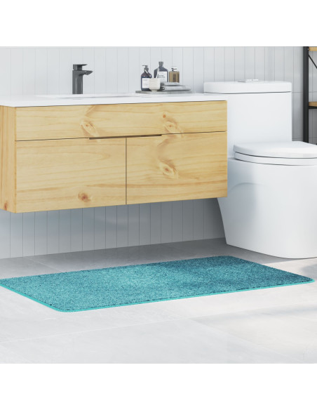 Tappetino da bagno rettangolare turchese 70x120 cm in polipropilene antiscivolo