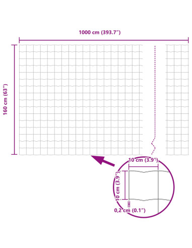Recinzione con Posto Verde 1,6 x 10 m Acciaio e PVC