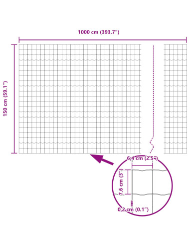 Recinzione con Posto Verde 1,5 x 10 m Acciaio